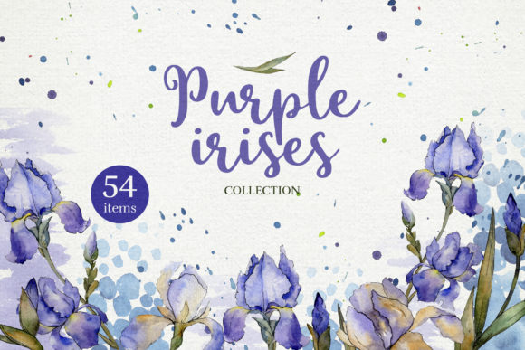 Blue Irises Flowers Morning Dawn Watercolor Png