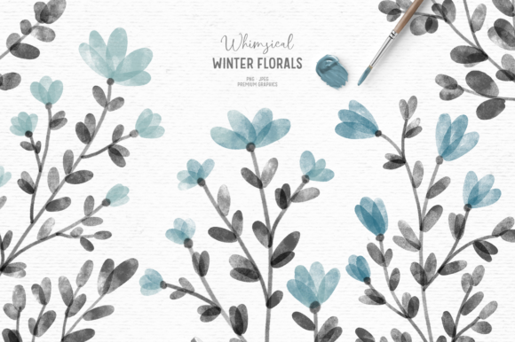 Blue Watercolor Floral Clipart & Illustrations