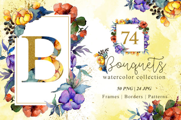 Bouquets on March 8 Watercolor Illustrations
