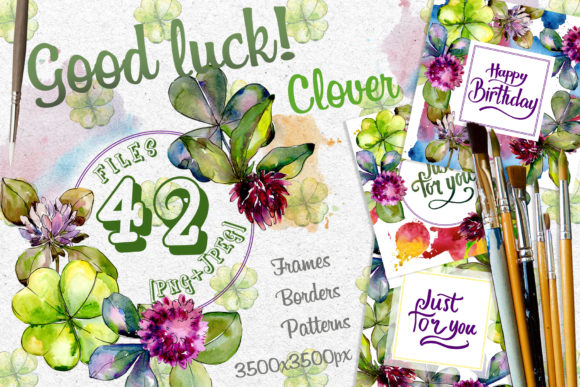 Clover Watercolor Set: Illustrations for Sellers