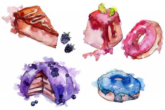 Dessert with Blueberries Watercolor Review