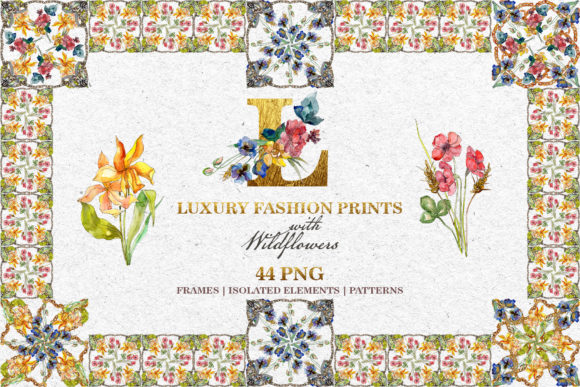 Fashion Prints with Wildflowers Watercolor Illustrations