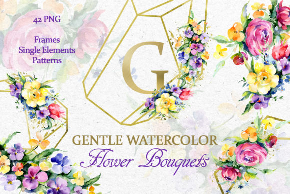 Gentle Flower Bouquets Watercolor Illustrations