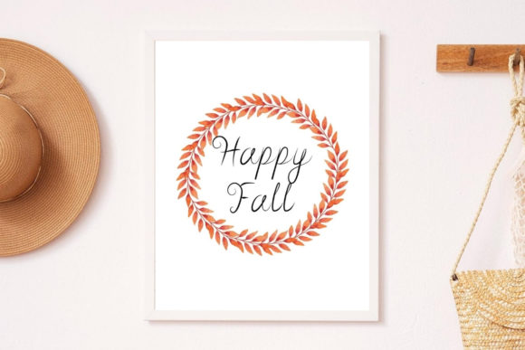 Happy Fall Watercolor Wall Art & Illustrations