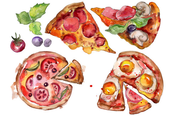 Pizza Vegetable Watercolor Illustrations Review