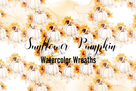 Sunflower Pumpkin Wreaths: Fall Illustrations