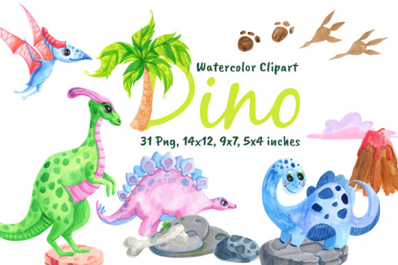 Watercolor Dinosaurs Illustrations Review