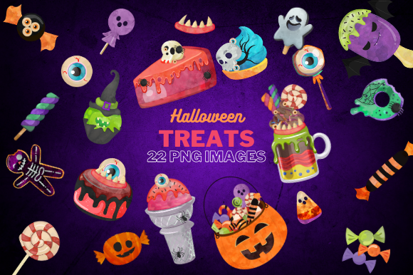 Watercolor Halloween Candy Clipart, Cree