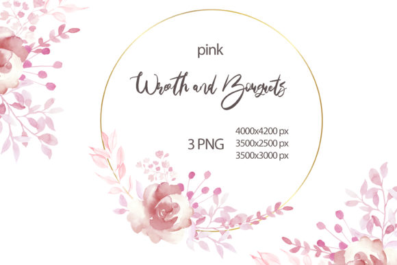 Watercolor Pink Roses Wreath Illustrations Review