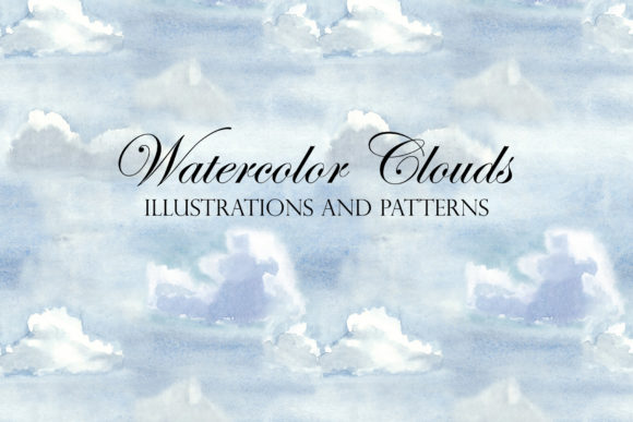 Watercolor Sky and Clouds: Patterns & Illustrations