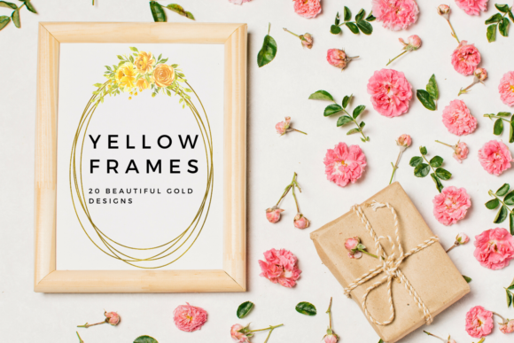 Yellow Watercolor Flowers Frames & Illustrations